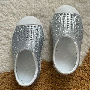 Native water shoes sparkly silver size C6